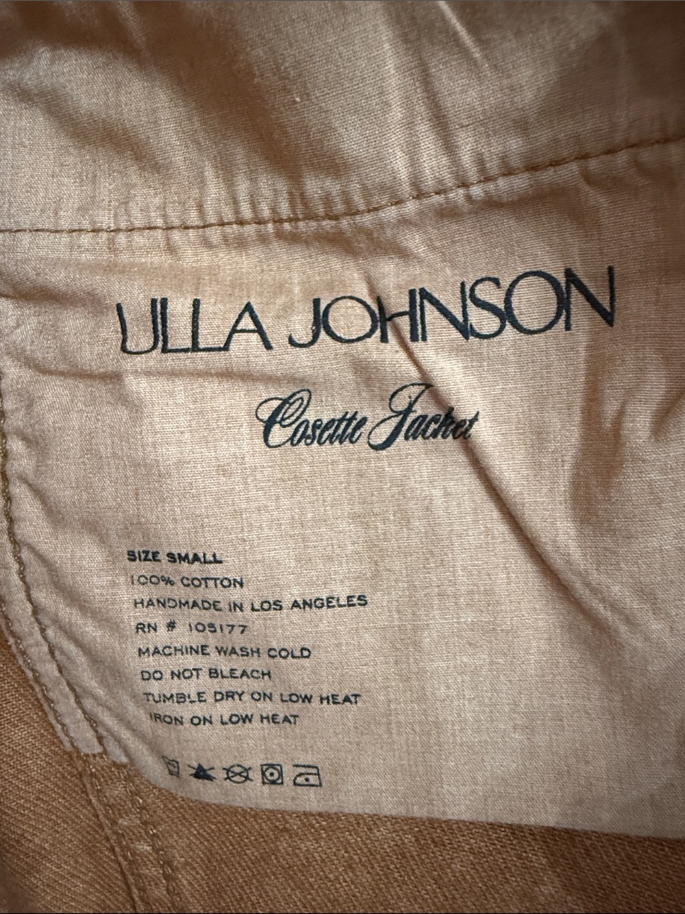 Ulla Johnson Cropped Tan Denim Jacket - Picture 3 of 4